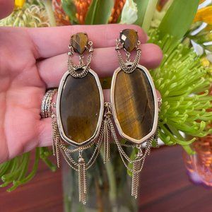 Kendra Scott Tiger's Eye Chain Earrings (1)